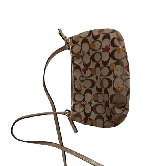 Coach Signature Canvas Crosssbody Bag Secret Admirer Hearts Gold Detailing - Picture 4 of 5